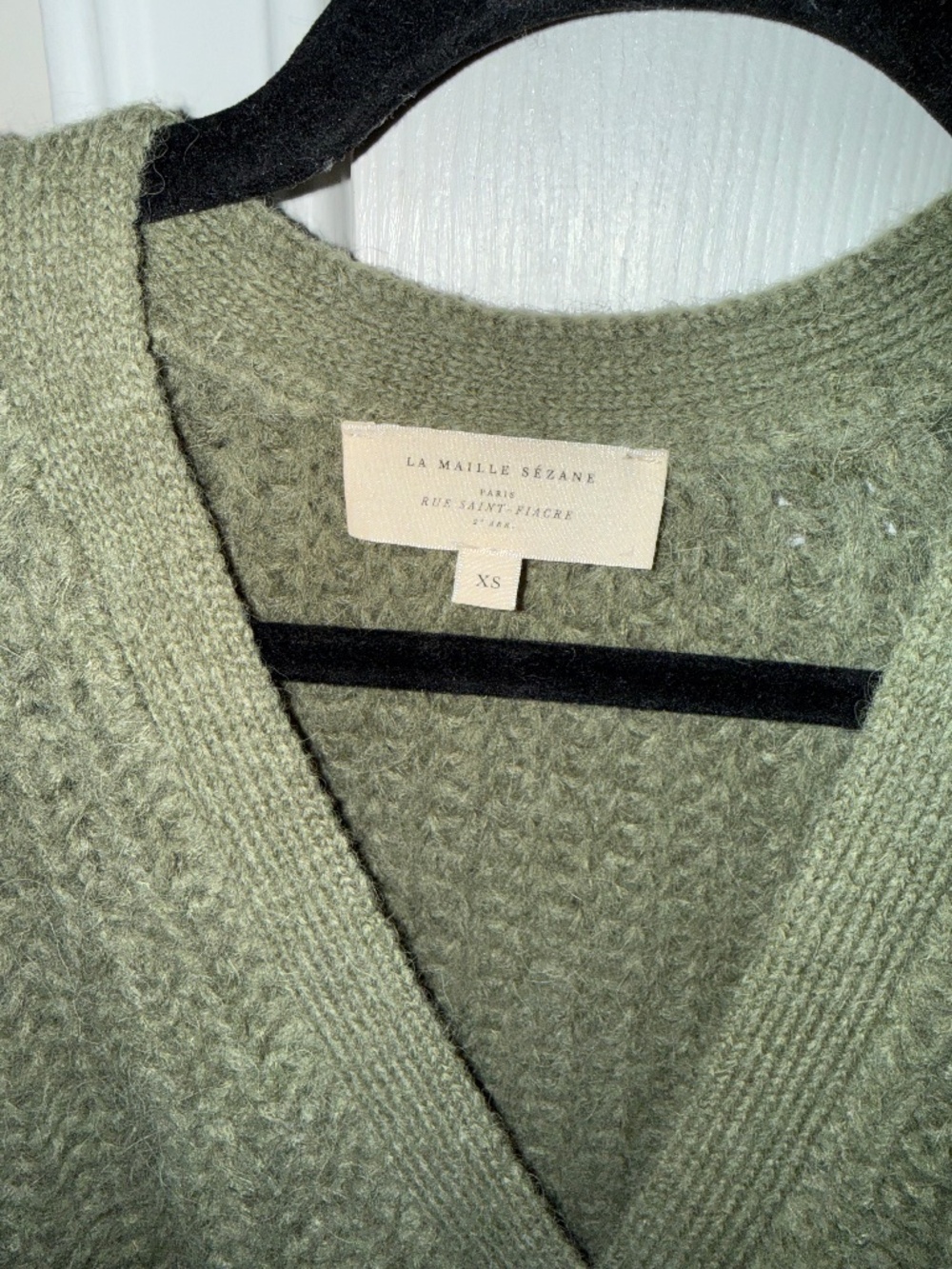 Sézane Basile Olive Green Alpaca Wool Cardigan XS